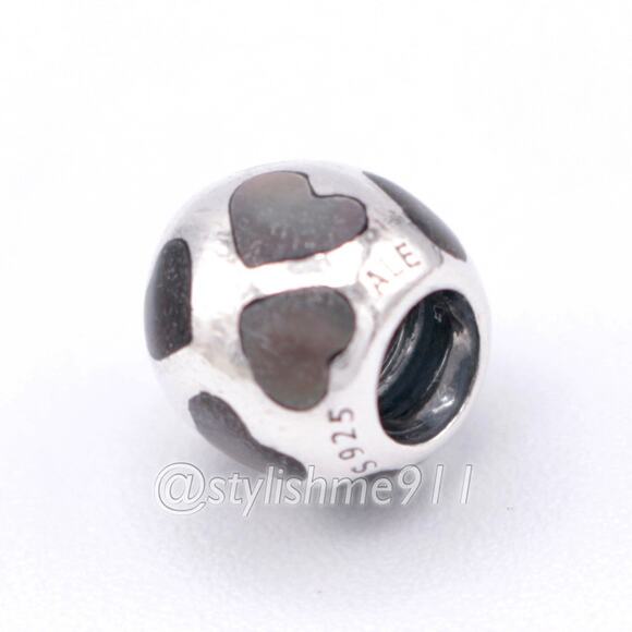 Authentic PANDORA Love Me Black Mother of Pearl Charm - 790398MPB - Picture 6 of 9